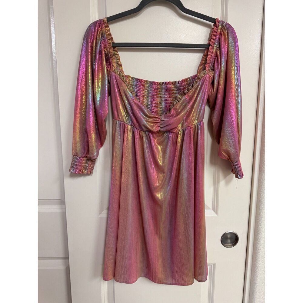 Show Me Your Mumu Downtown Rainbow Pink Tunic Mini Dress Size Small Women's - Picture 2 of 9